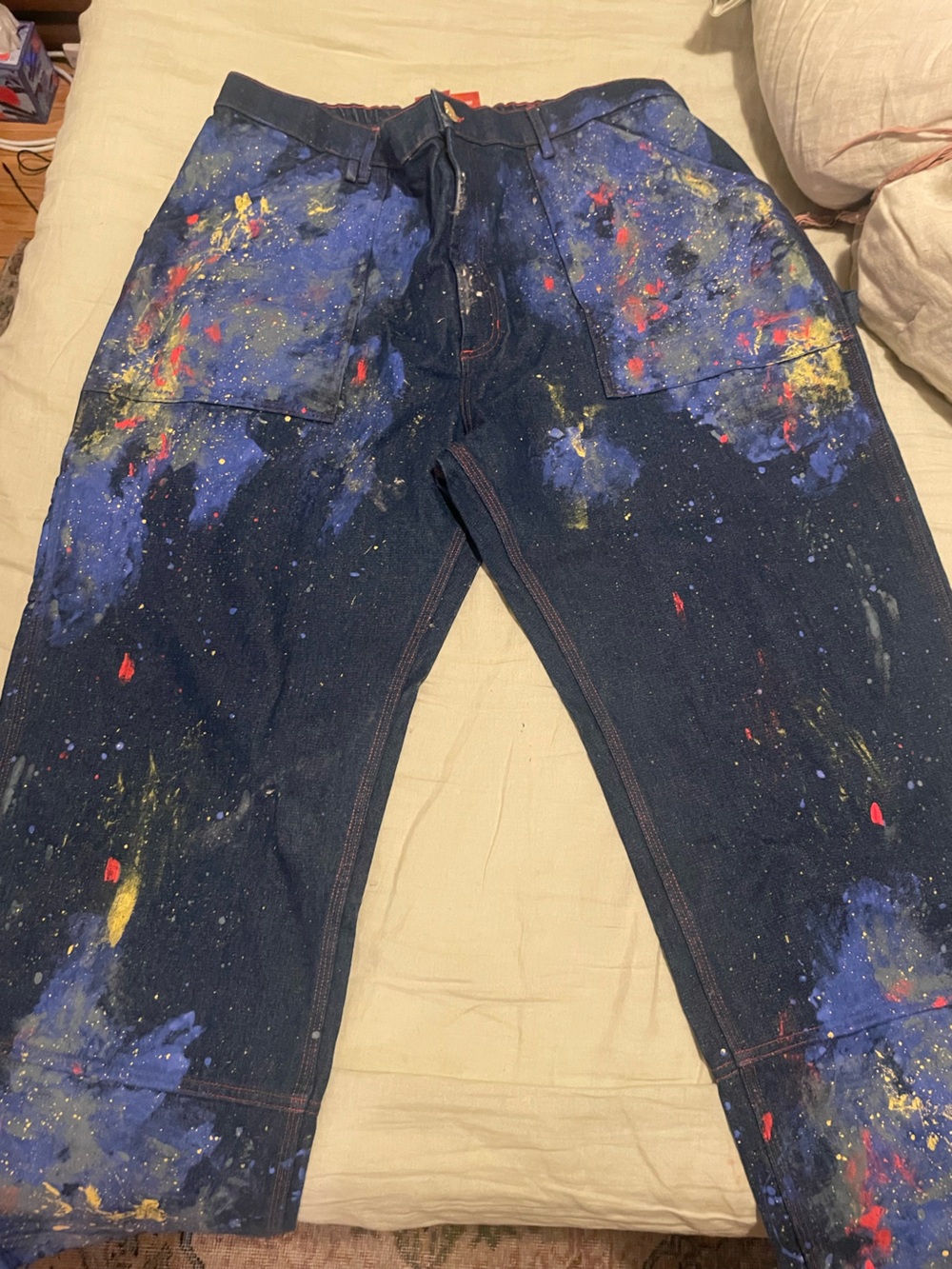 Big Bud Press paint splatter Carpenter Jeans 0XL new